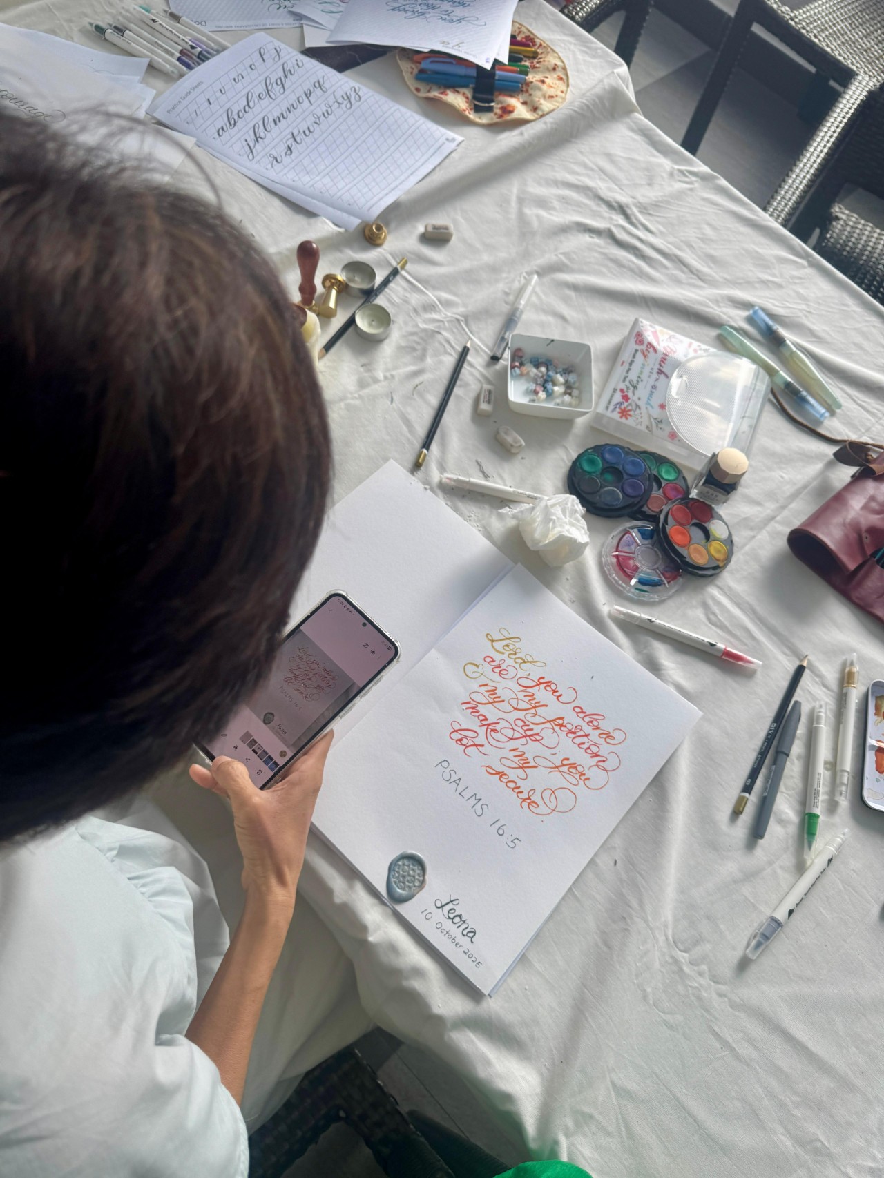 “Brush pen calligraphy pieces written by CGC members for Project #SundaysDawnForCebu, a community art initiative sharing hope and encouragement with survivors and relief workers.”